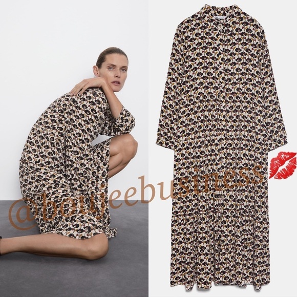 ZARA BNWT Printed Midi Dress - Picture 3 of 3